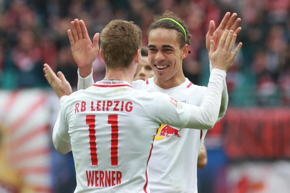 Leipziger Dreamteam: Timo Werner und Yussuf Poulsen sorgten gemeinsam für den Sieg gegen Mitaufsteiger Freiburg.