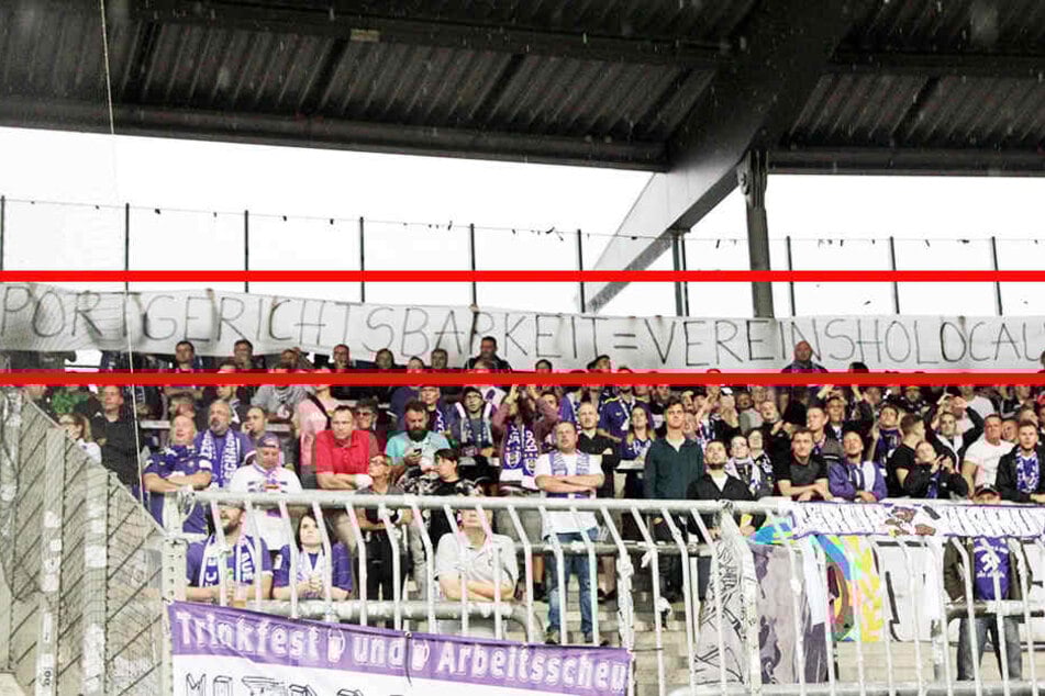 Das Banner wurde beim Aue-Spiel in Braunschweig hochgehalten.