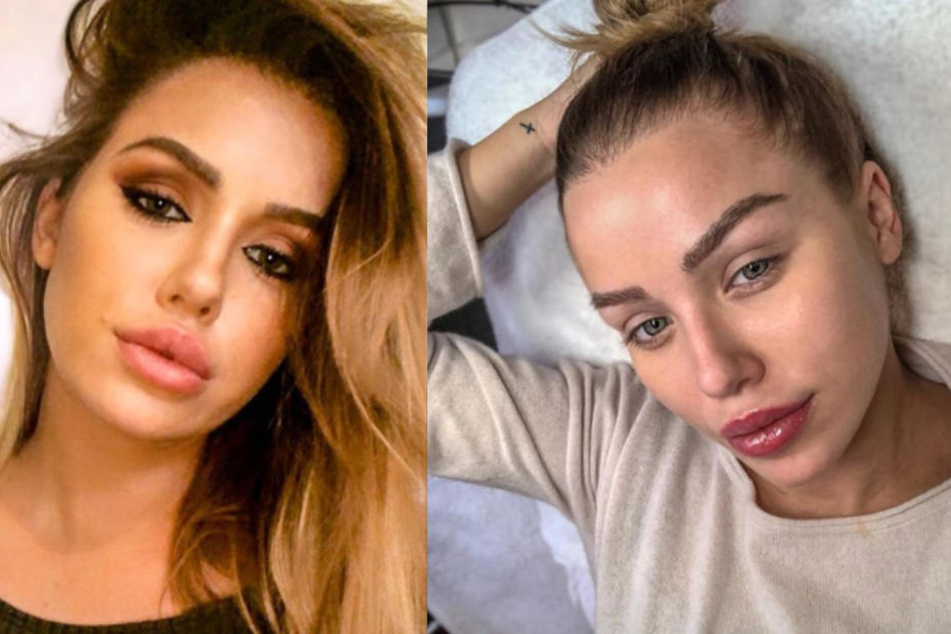 Links zeigt sich Kim Gloss wie wir sie kennen. Rechts ohne Make-Up.