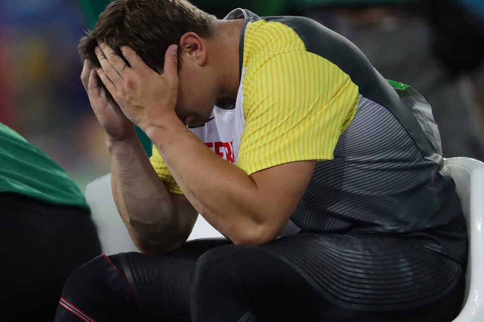 David Storl, bitter entäuscht, nach dem Kugelstoß-Finale in Rio.
