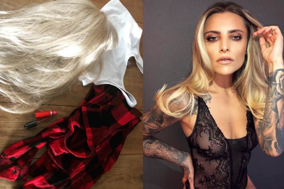 Platinblonde Perücke, knallroter Lippenstift und ein rotes Karohemd? Diese Kombination will Sophia Thomalla (28) an Halloween tragen.