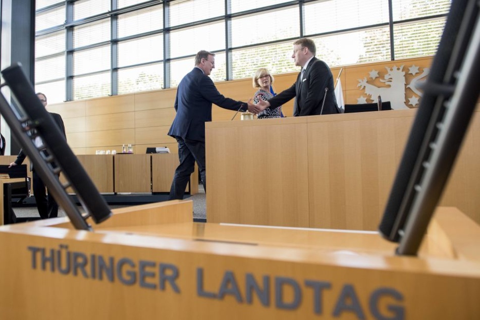 Landtagspräsident Christian Carius (r.,CDU)