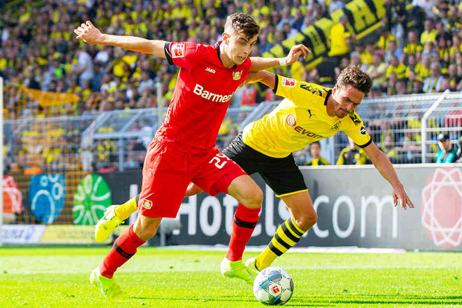 Leverkusens Top-Talent Kai Havertz (l.) kam in der ersten Halbzeit nicht zur Geltung.