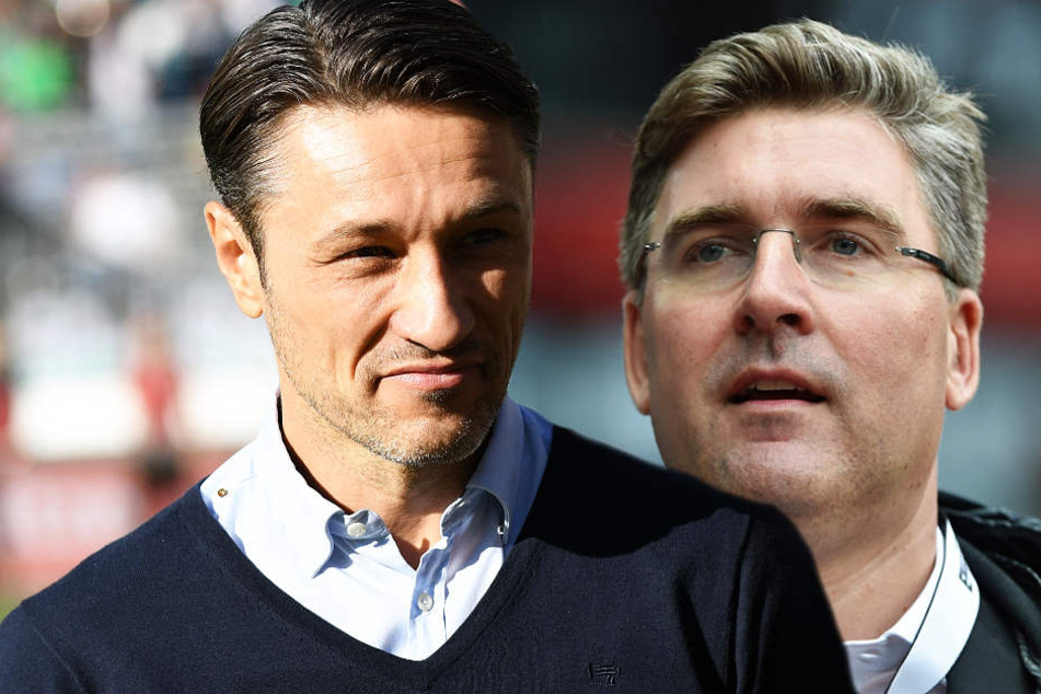 Trainer Niko Kovac (l.) spricht von Demut, Eintracht-Vorstand Axel Hellmann hingegen ist optimistisch.