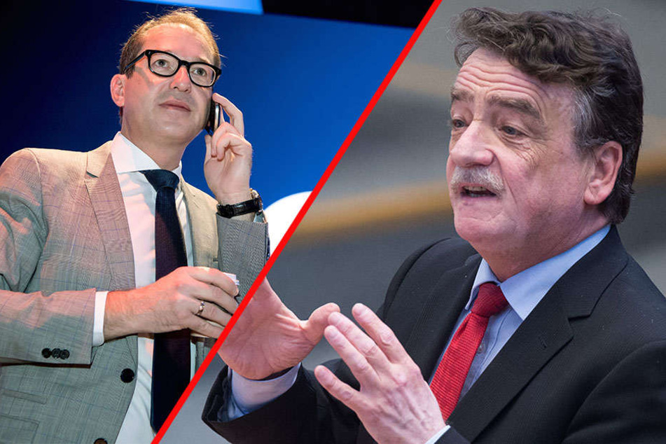 Michael Groschek (59, re.) lobt den Kampf des Bundesverkehrsministers Alexander Dobrindt (46) für die Pkw-Maut.