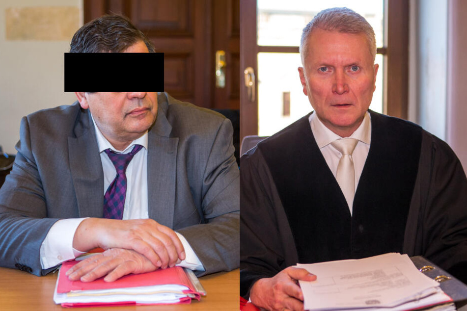 Der Angeklagte CDU-Mann Albert P. (l.) und der Vorsitzende Richter Rüdiger Harr (r.).