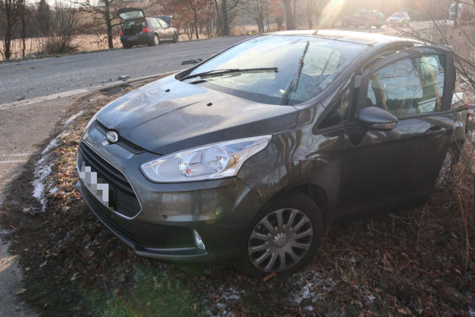 Der Ford schleuderte in den Straßengraben.