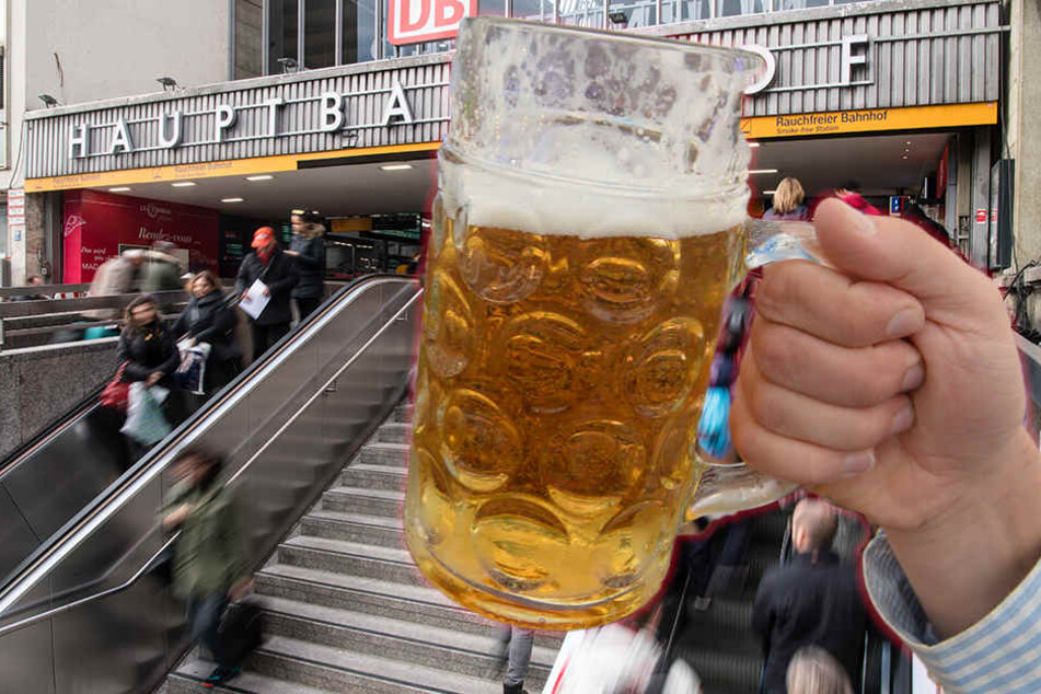 Ein Mann aus Zwickau brach mit 6,52 Promille intus am Münchner Hauptbahnhof zusammen (Bildmontage).