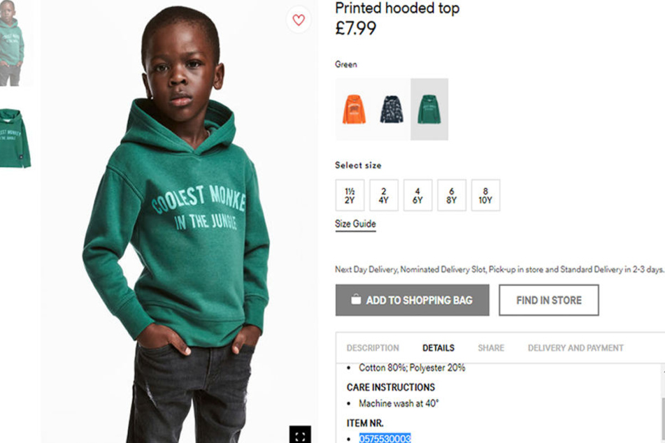 Mit dieser Anzeige im Online-Shop sorgte H&M für einen gewaltigen Rassismus-Shitstorm.