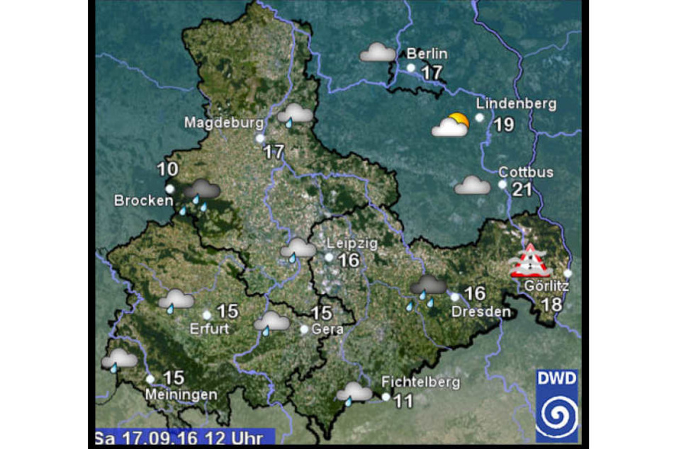 Der Deutsche Wetterdienst warnt vor Dauerregen in Sachsen und Thüringen.