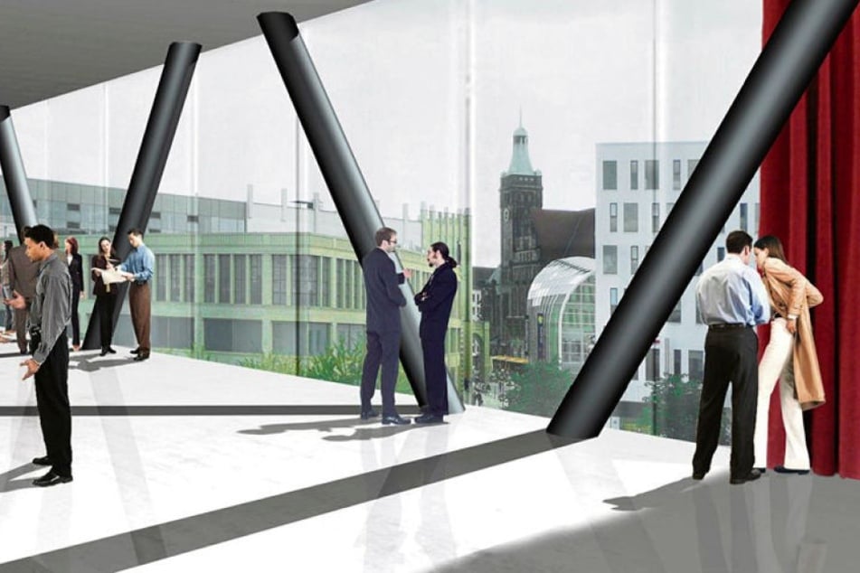 So könnte das Kongresszentrum nach einem Architekturwettbewerb an der Stadthalle aussehen.