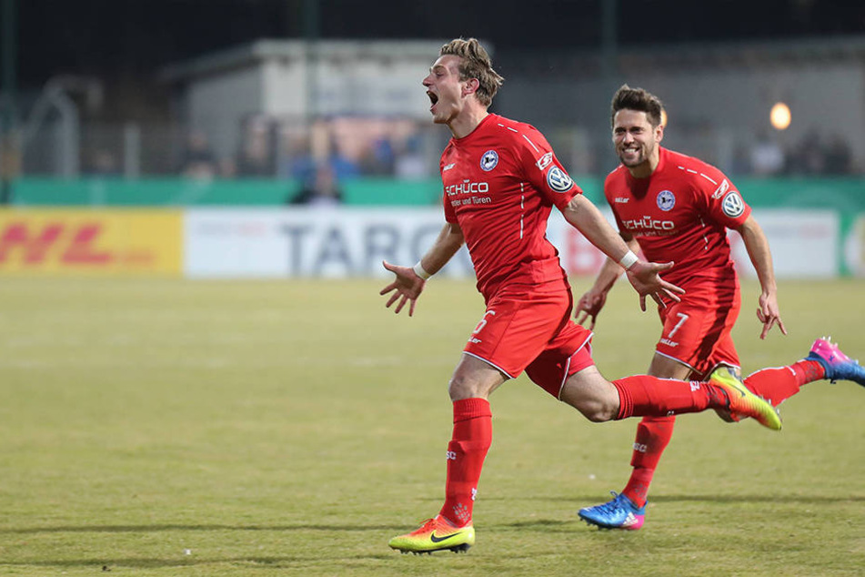 Tom Schütz traf in Walldorf zum zwischenzeitlichen 1:0 für die Bielefelder.