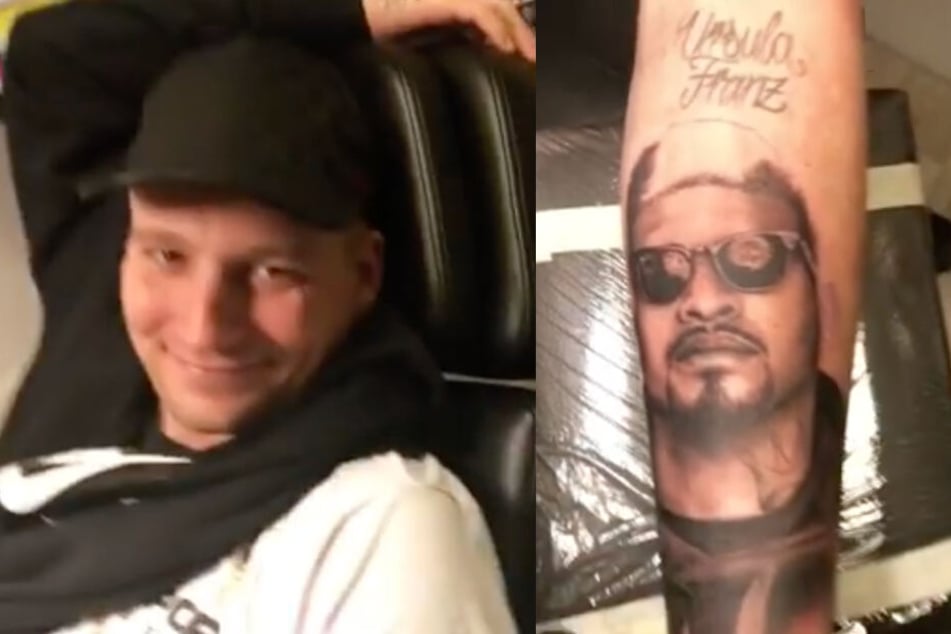 Der Rapper LX ließ sich am Montag das Gesicht von Maxwell tätowieren.