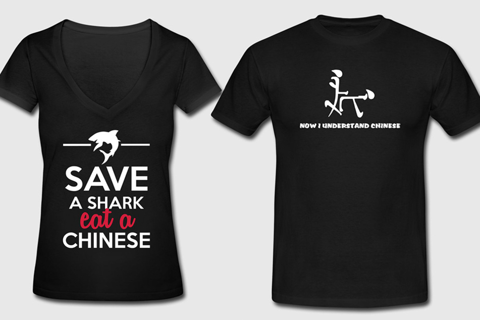 Für die chinesische Botschaft in Berlin sind diese T-Shirt-Motive beleidigend.