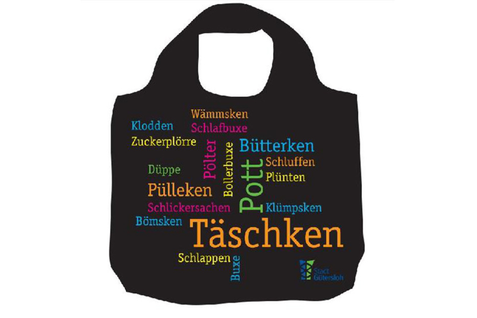 Auf dem "Täschken" befinden sich echt gütersloherische Begriffe.