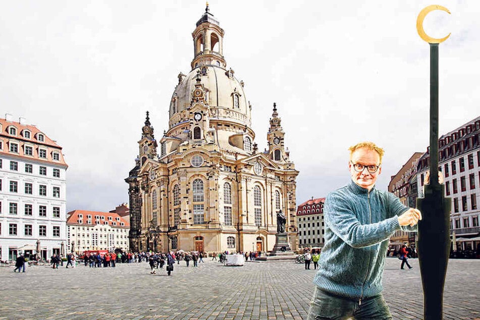 Mit Augenzwinkern, Humor und der temporären Fernsehturm-Installation will Uwe
Steimle (54) dem fremdenfeindlichen
Ruf Dresdens entgegentreten.