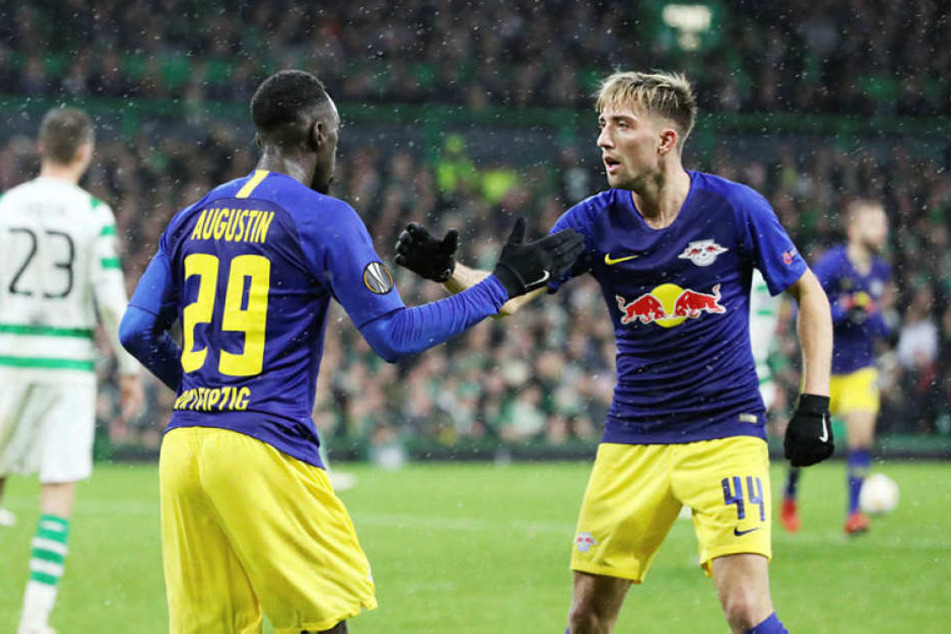 In der 78. Minute traf Jean-Kévin Augustin (l.) aus dem Nichts zum Ausgleich, doch im Gegenzug schlug Celtic wieder zurück.
