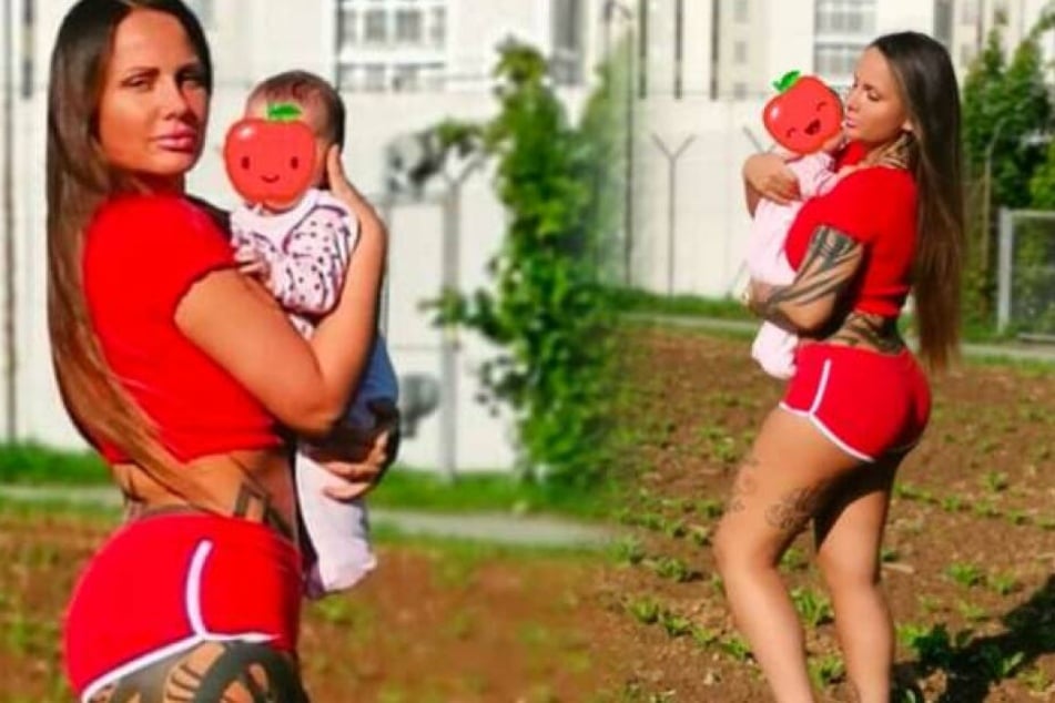 Fotomontage: Rapperin Schwesta Ewa wird ihre Haftstrafe zusammen mit Töchterchen Aaliyah Jeyla antreten.