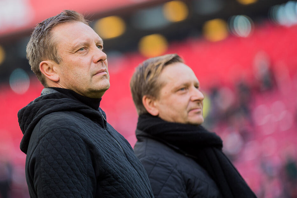 Endet ihr Arbeitsbeziehung bald: Trainer André Breitenreiter (l.) soll bei Hannover 96 um Manager Horst Heldt (r.) vor der Entlassung stehen.