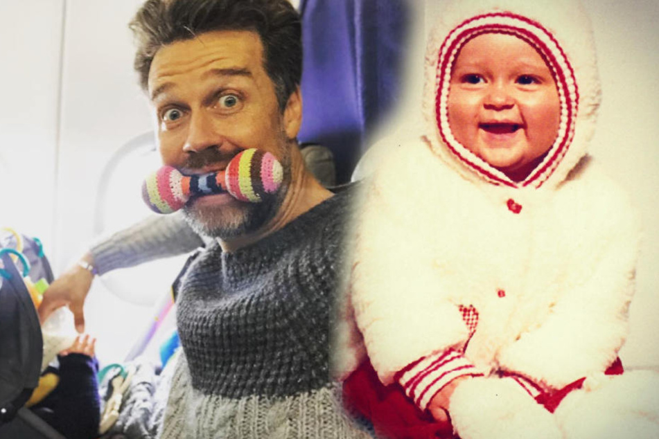 Wayne Carpendale heute (l.) und damals als Baby (r.). (Bildmontage)