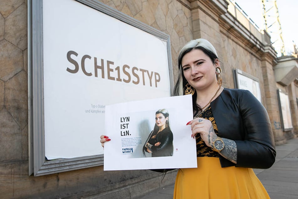 "Sche1sstyp": eine Kampagne zur Aufklärung über Typ-1-Diabetes. Tattoo-Model Lyn (27) beteiligt sich mit einem eigenen Motiv am Neustädter Bahnhof.