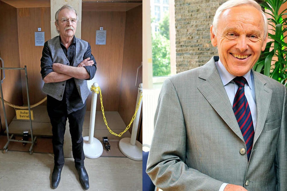 Stadtrat Dieter Füsslein 78, FDP, F.l.) hat jahrelang für die Sanierung gekämpft und auch Ex-OB Peter Seifert (77, SPD) setzte sich für den Paternoster ein.