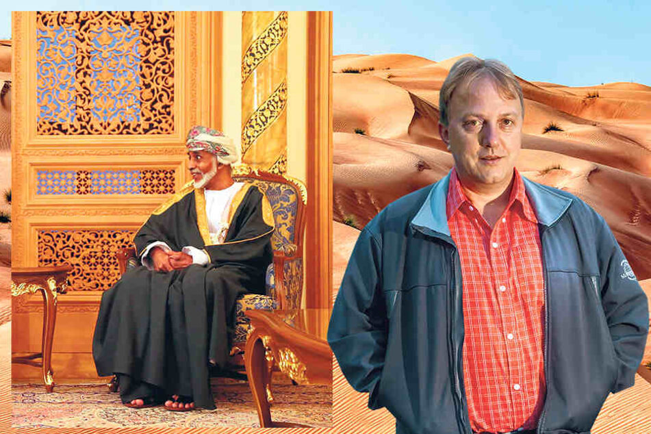 Der Chemnitzer Forscher
Dominique Görlitz (50, re.) sitzt
im Wüstenstaat Oman fest.
Die Behörden verbieten
seine Ausreise. Sultan Qabus Ibn Said (76) verbietet
Dominique Görlitz die Ausreise.
Grund sei ein Auslieferungsgesuch
aus Ägypten.