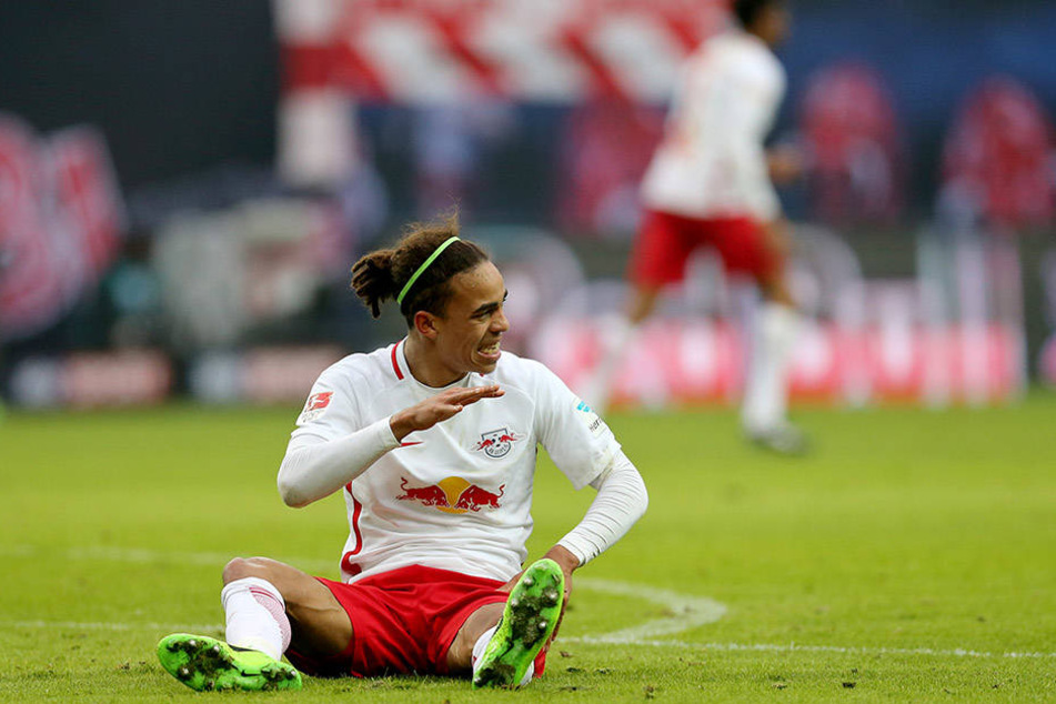 Yussuf Poulsen musste zwölf Minuten nach seiner Einwechslung schon wieder vom Platz.