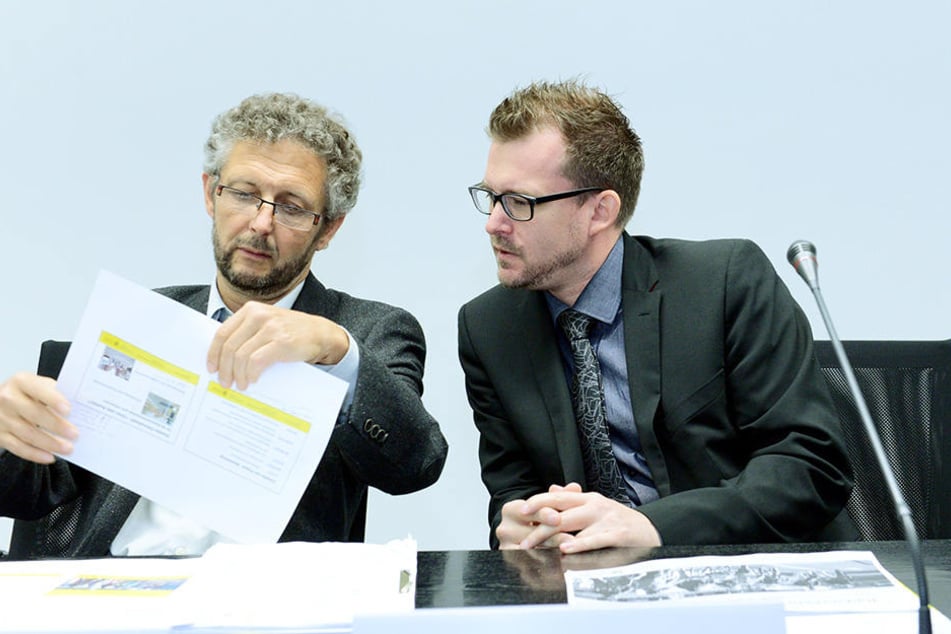 Beraten über die Zukunft des Radverkehrs in Dresden: Radfahr-Chefplaner
Johann Schmidt und Baubürgermeister Raoul Schmidt-Lamontain (Grüne).