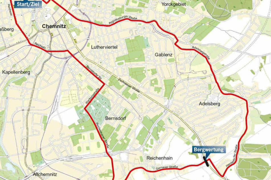Der Rennstrecken-Runde ist 19,4 Kilometer lang. Es gibt sogar eine Bergwertung.
