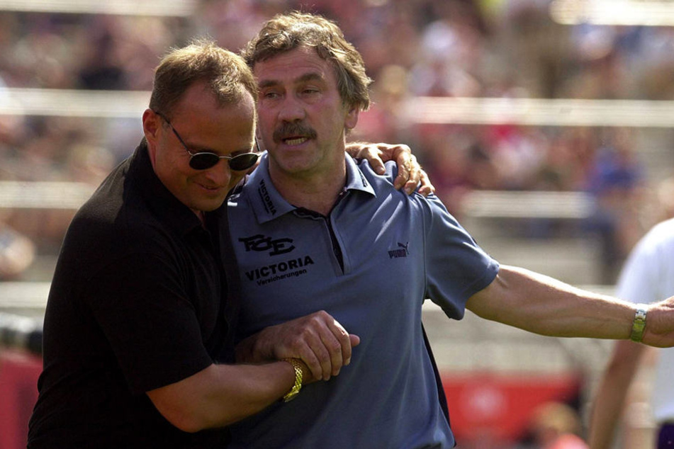 Uwe Leonhardt mit Erfolgstrainer Gerd Schädlich. Beide stiegen 2003 auf.