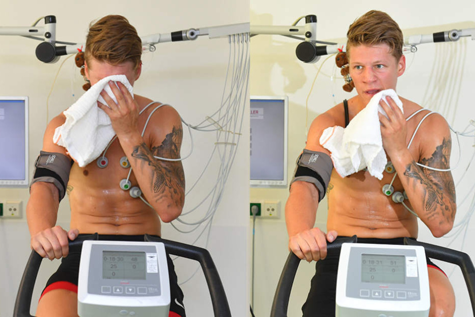 Beim medizinischen Test kommt selbst Dominik Grafenthin ins Schwitzen.