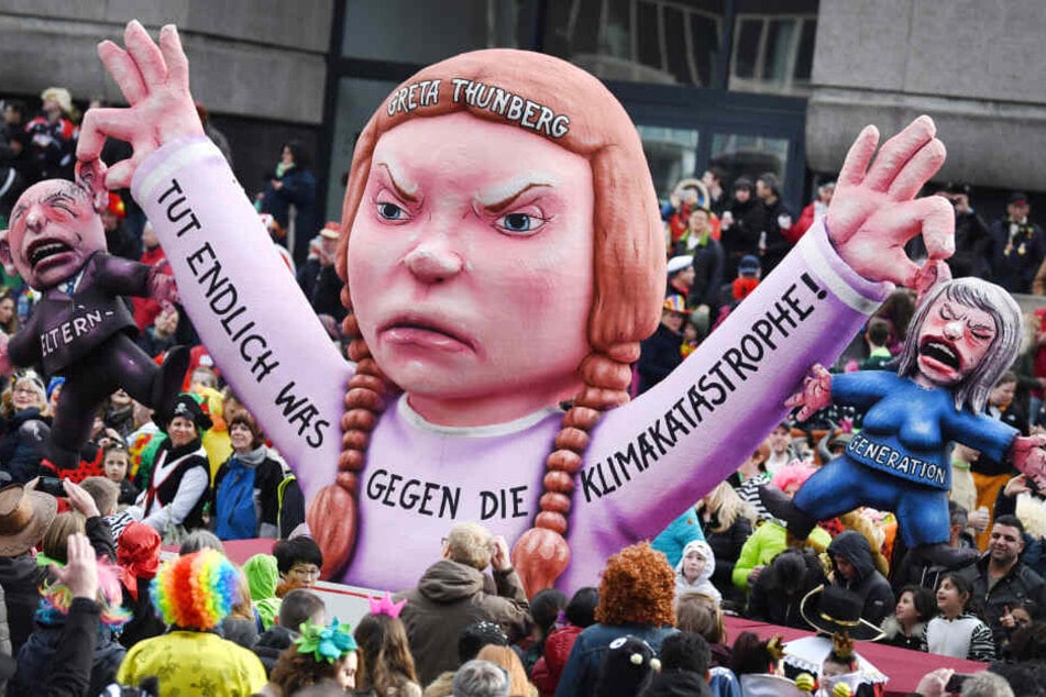 Der Karnevalswagen von Jacques Tilly zeigt die schwedische Klima-Aktivistin Greta Thunberg.