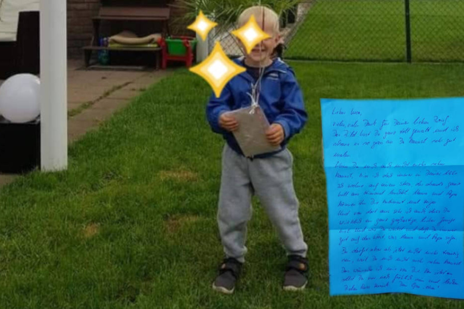 Luca freute sich sehr über die Botschaft von seinem Opa.