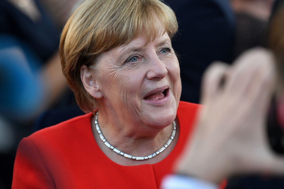 Bundeskanzlerin Angela Merkel trat in Brandenburg an der Havel auf dem Marktplatz auf.