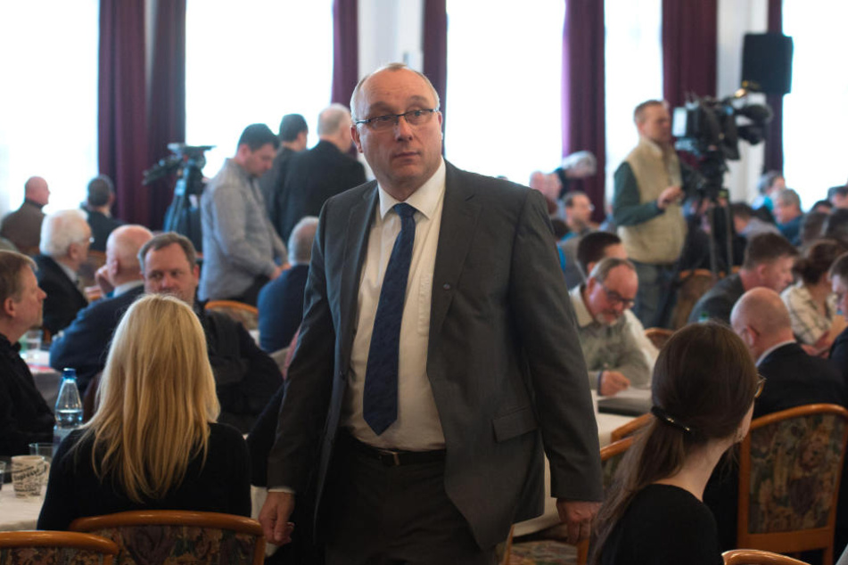 Jens Maier (54) beim Landesparteitag der AfD in Klipphausen.