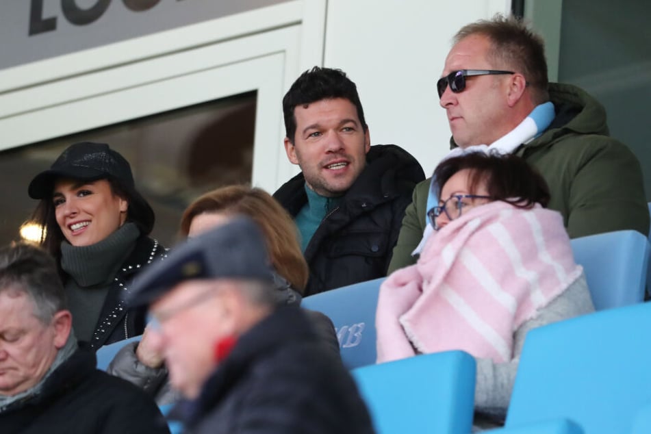 Michael Ballack und Natcha Tannous bei einem Spiel von Ballacks Ex-Club CFC in Chemnitz.