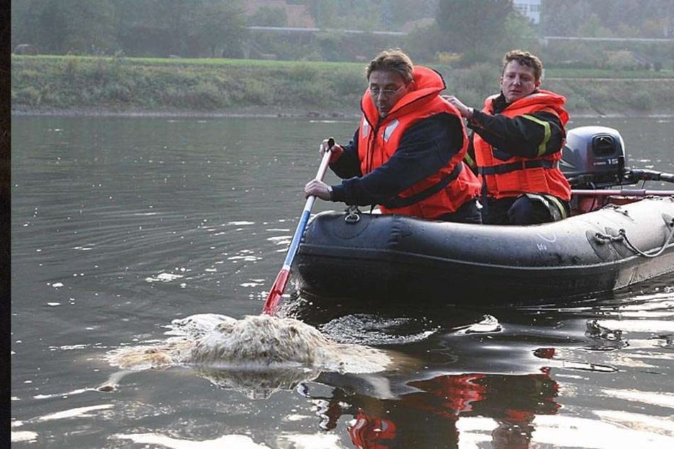 Mit einem Schlauchboot rückte die Polizei aus, um die Leiche zu bergen. (Symbolbild)