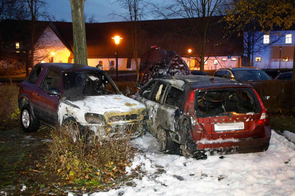 Beide Autos fackelten komplett ab.