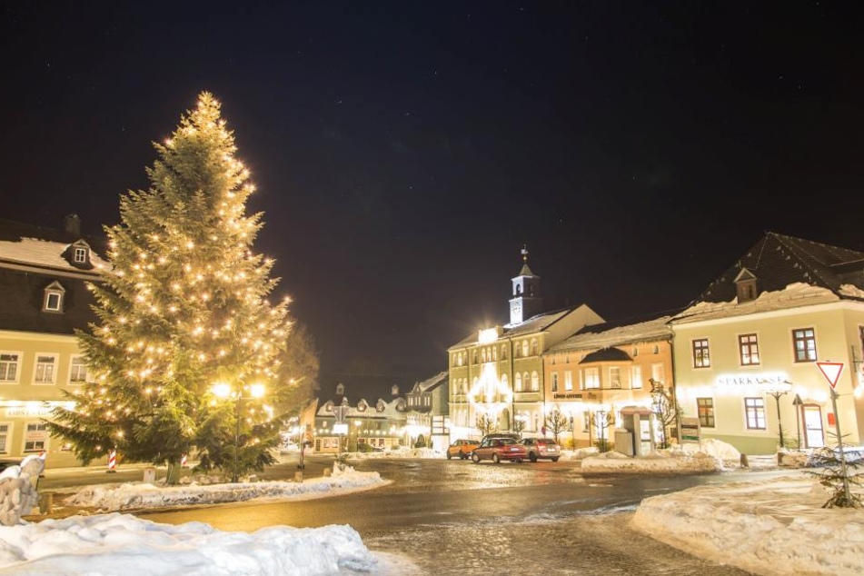Der Marktplatz in Zwönitz.
