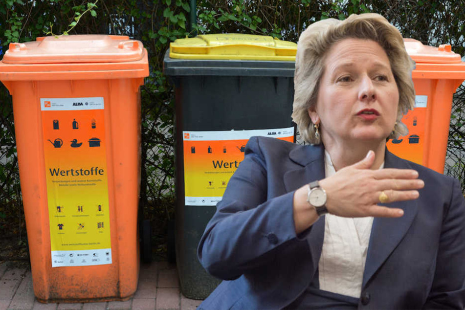 Bundesumweltministerin Svenja Schulze (49, SPD) will keine flächendeckende Einführung der Wertstofftonne. (Bildmontage)