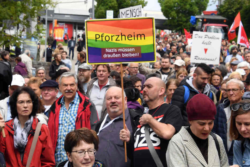 Gegendemonstranten am Samstag.