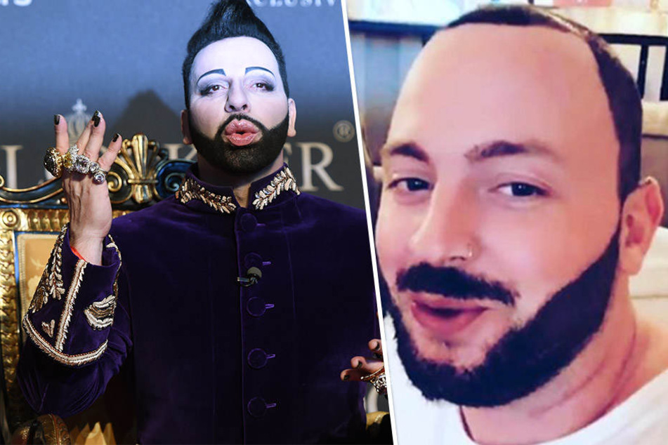 Könnten auch Zwillinge sein: Energy-Moderator Julian (31, r.) macht mit seinem Look Modesdesigner Harald Glööckler (52, l.) Konkurrenz.