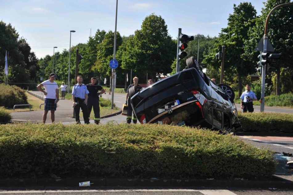 Der Honda Jazz überschlug sich.