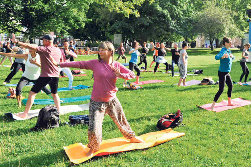 Ab auf die Matte! Die Chemnitzer lernen Tantra-Yoga mitten im
Stadthallenpark.