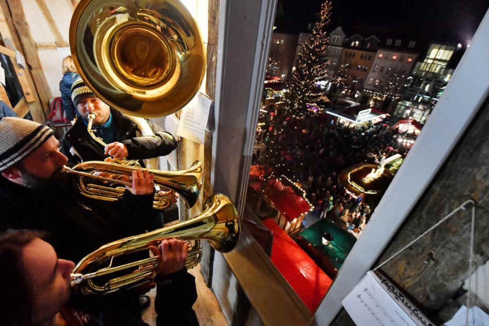 In Jena wurden die Besucher mit dem traditionellen Turmblasen empfangen.