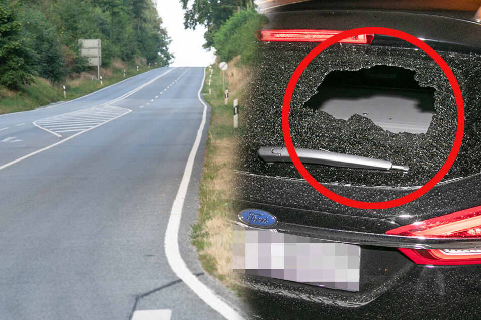 Hier am Löwenberg wurden die Autos von den Kugeln getroffen. In einem Ford schlug eine Kugel in der Heckscheibe ein.