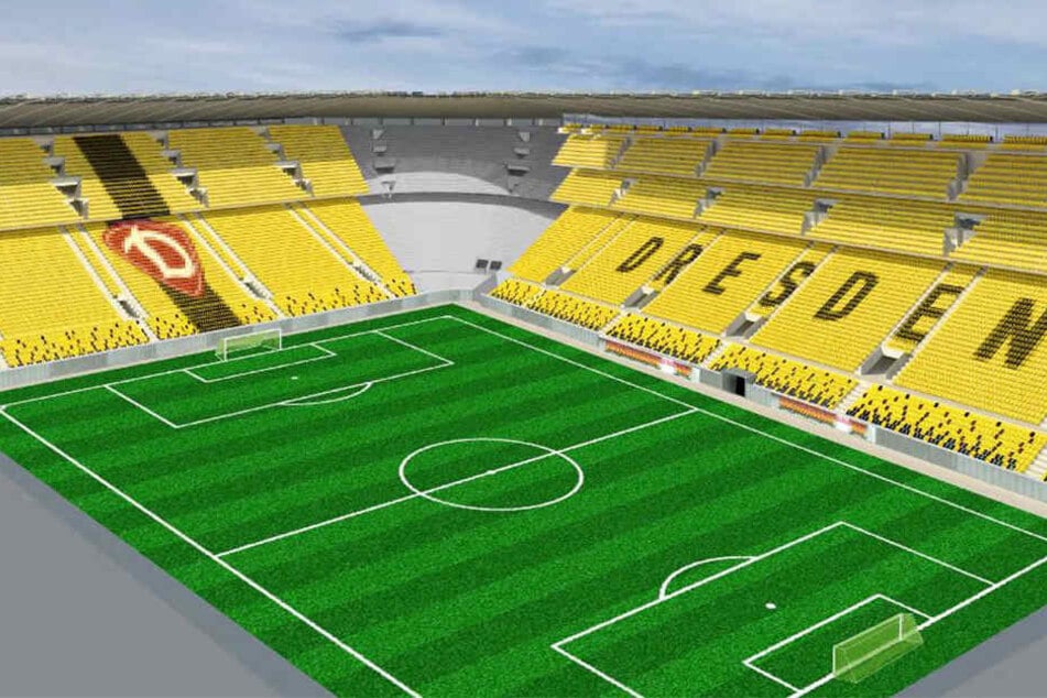 So könnte das erweiterte DDV-Stadion laut einer ersten Visualisierung aussehen. Es wäre europaweit das steilste Stadion.