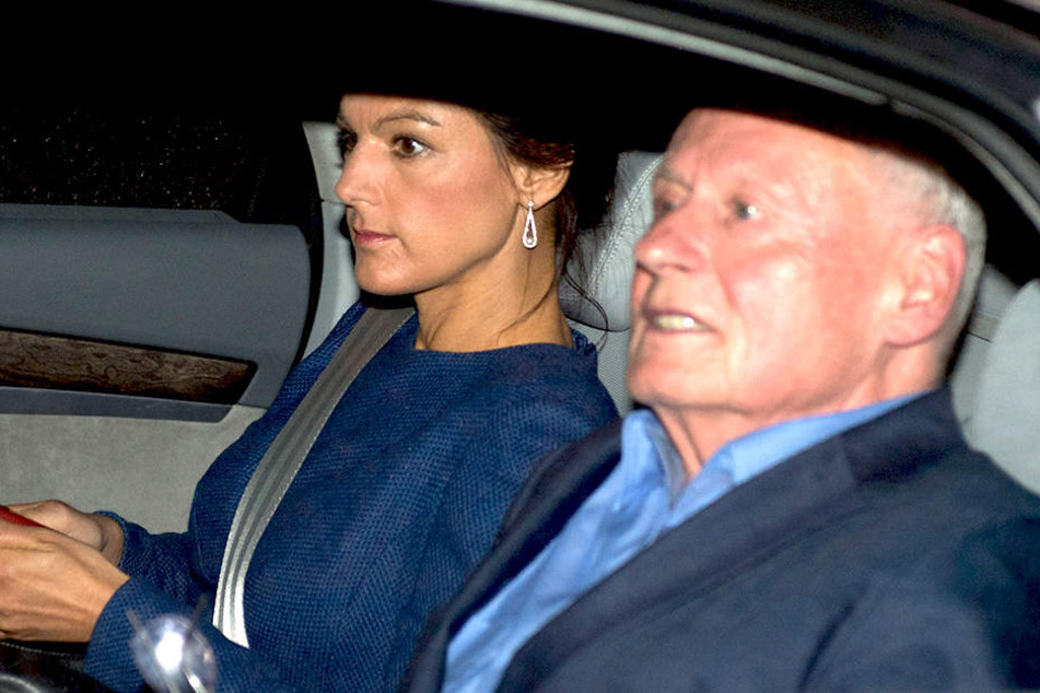 Sahra Wagenknecht , Spitzenkandidatin der Partei Die Linke und ihr Mann Oskar Lafontaine.