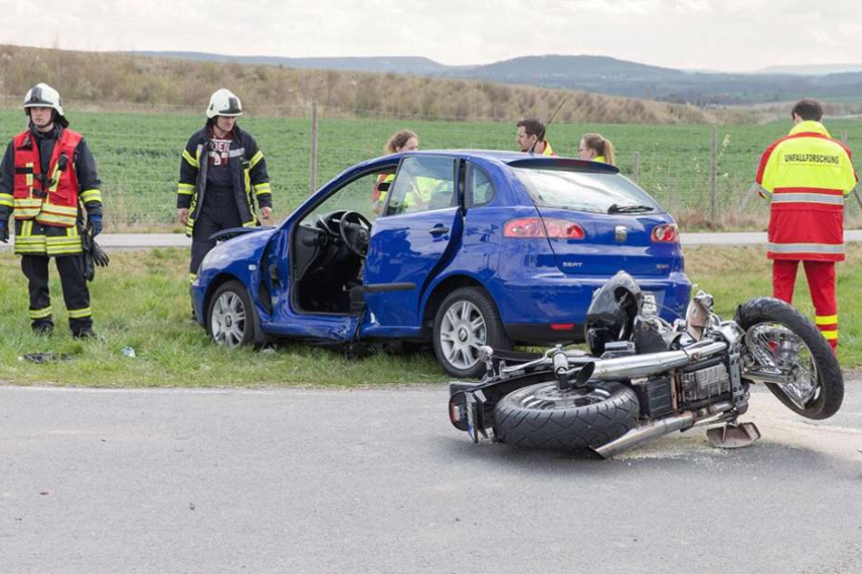 Bei diesem Unfall bei Dohna kam ein 63-jährige Motorradfahrer ums Leben (Archivbild).